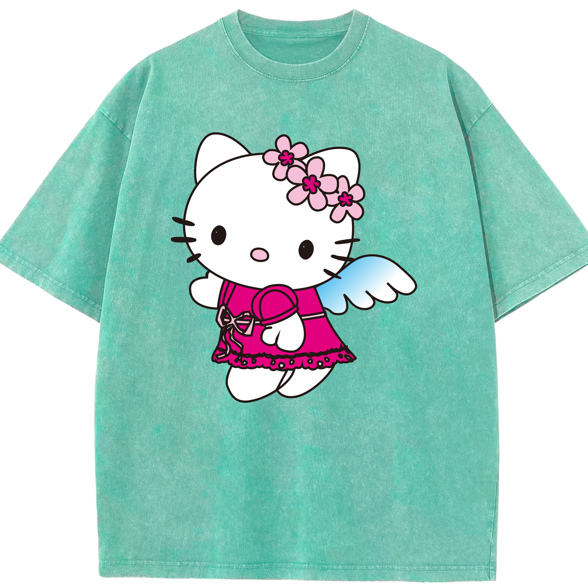 （画像用） Hello Kitty ハローキティ 綿100% ヴィンテージ風 半袖Tシャツ（フロントプリント）